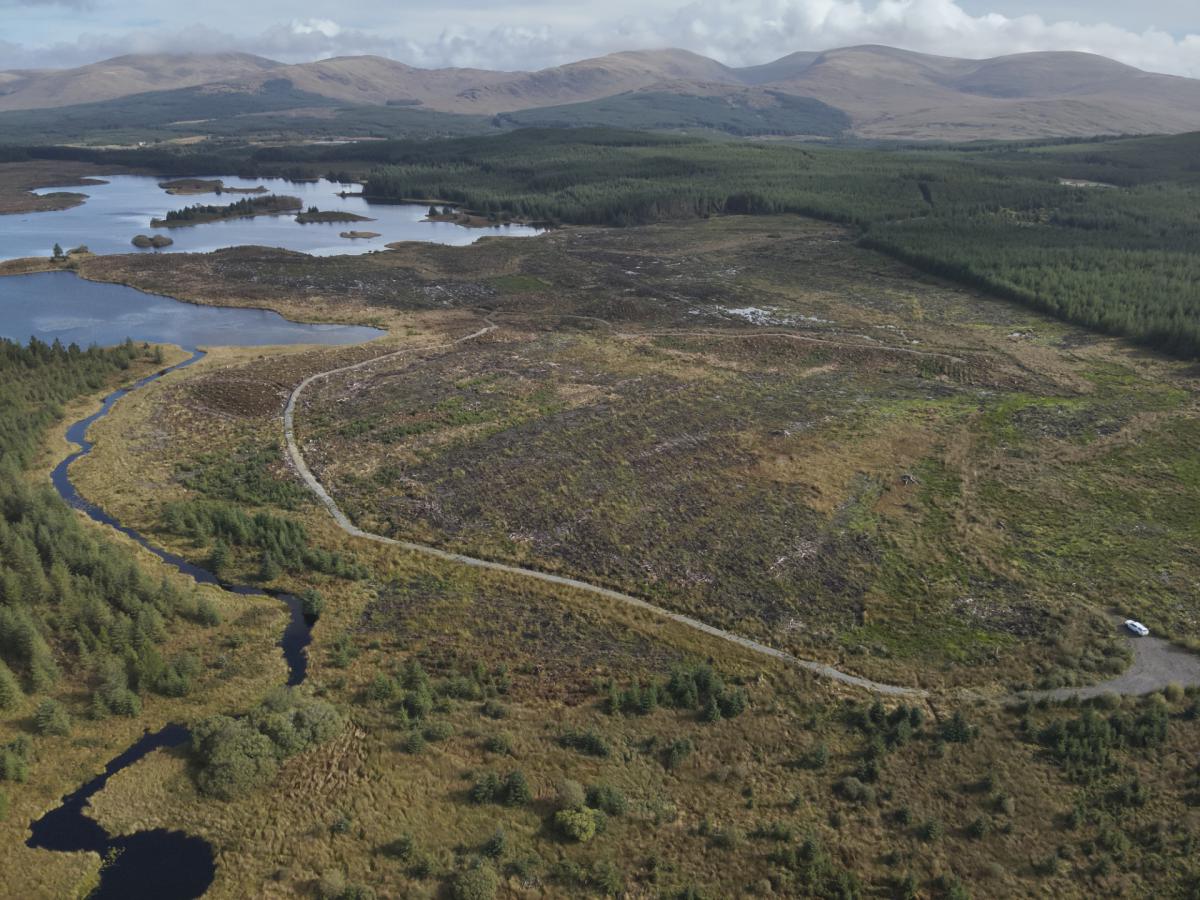 Peatland restoration site by Loch Moan